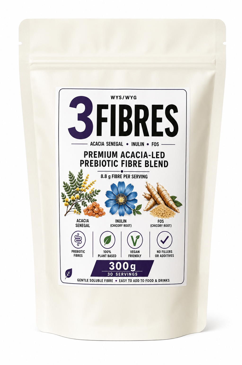 3Fibres – Premium Acacia, Inulin & FOS Prebiotic Fibre Blend (300g)